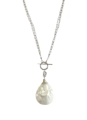 2 Way Mother of Pearl Convertible Necklace Silver