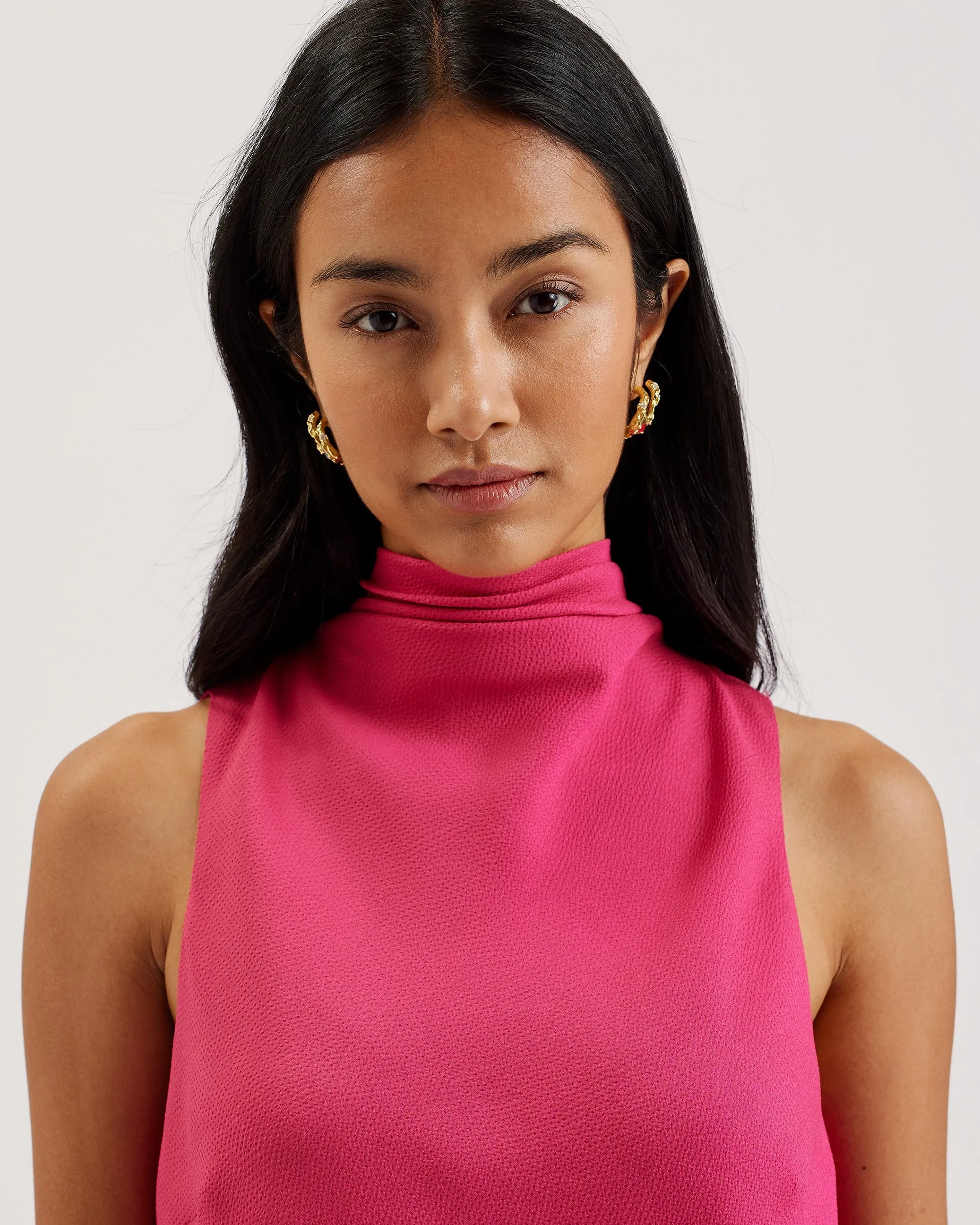 Anini Cowl Neck Sleeveless Top Fuchsia