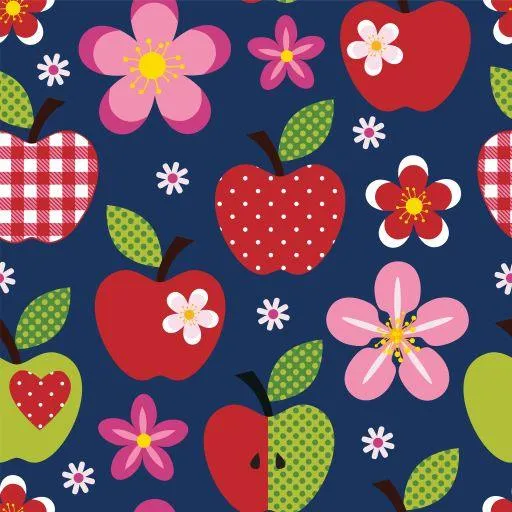 Apple Toss on Bamboo/Spandex Jersey Fabric