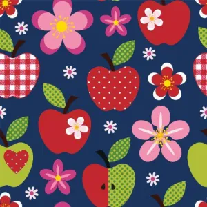 Apple Toss on Bamboo/Spandex Jersey Fabric