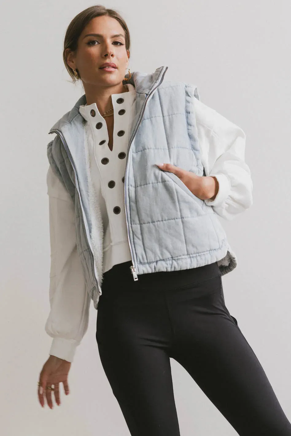 Audren Quilted Denim Vest - FINAL SALE