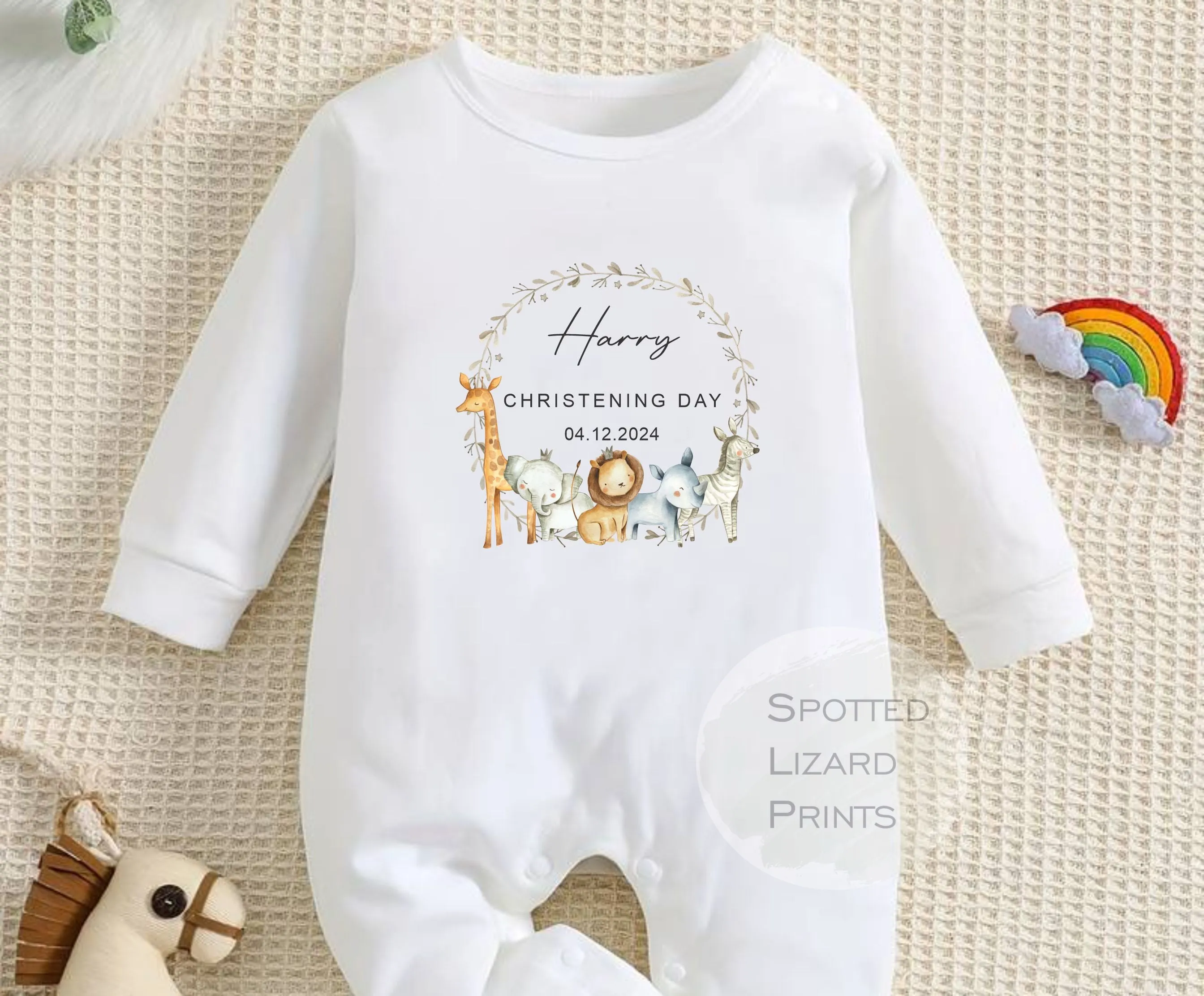 Baby Christening Outfit | Personalised Christening Baptism Naming Day Gift Sleepsuit Vest - New Baby