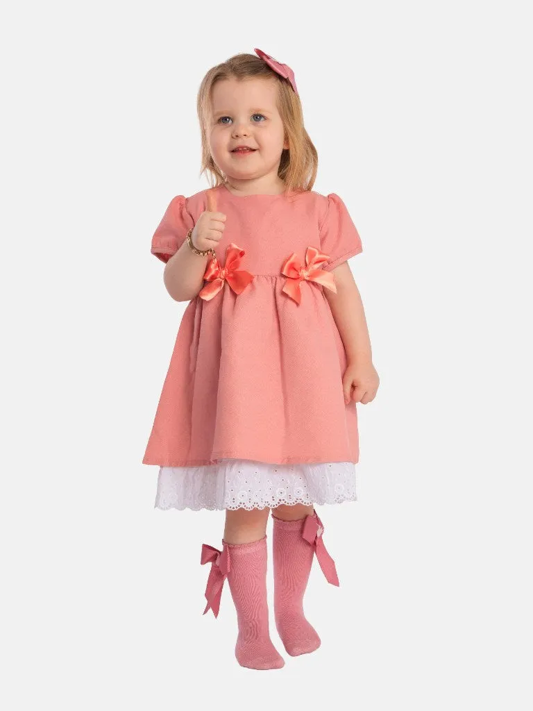 Baby Girl Nina Collection Bow Spanish Dress-Dusty Pink