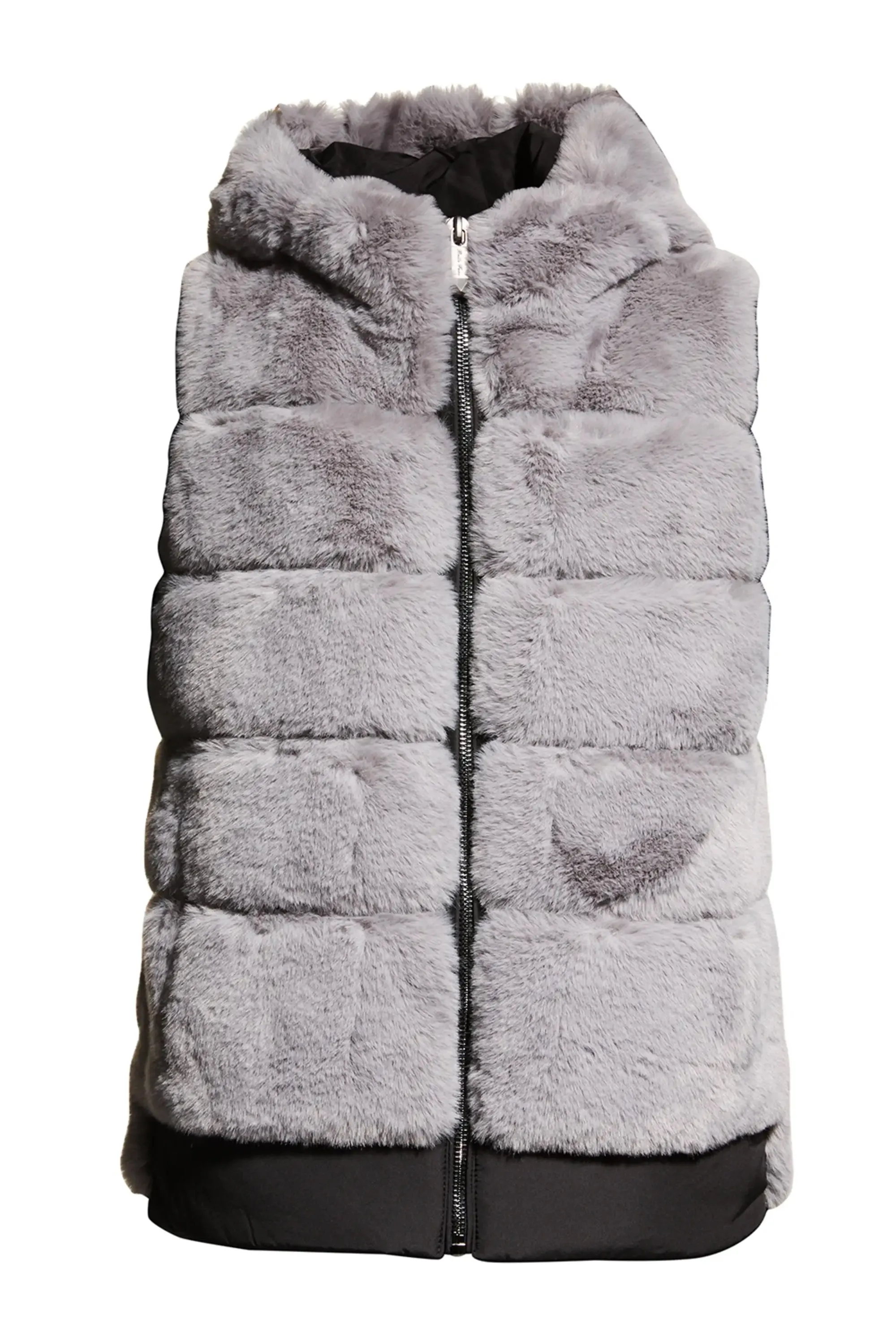 BERGEN - Faux-Fur Hooded High-Low Vest