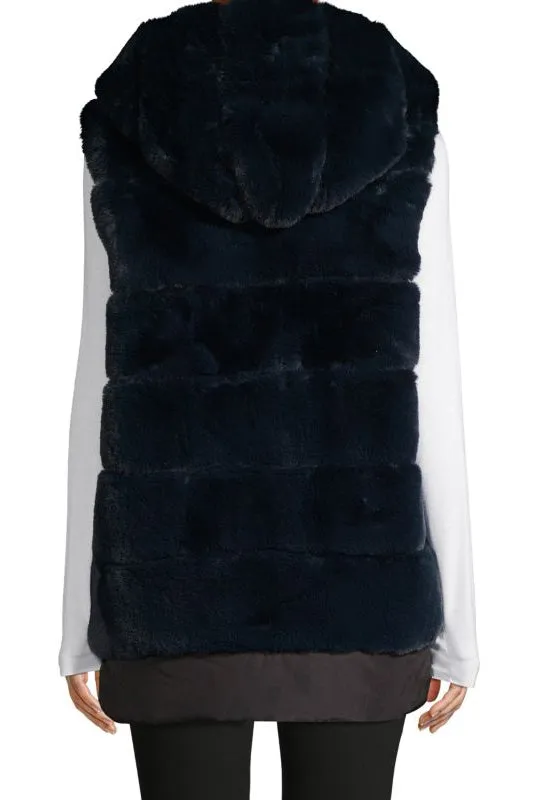 BERGEN - Faux-Fur Hooded High-Low Vest