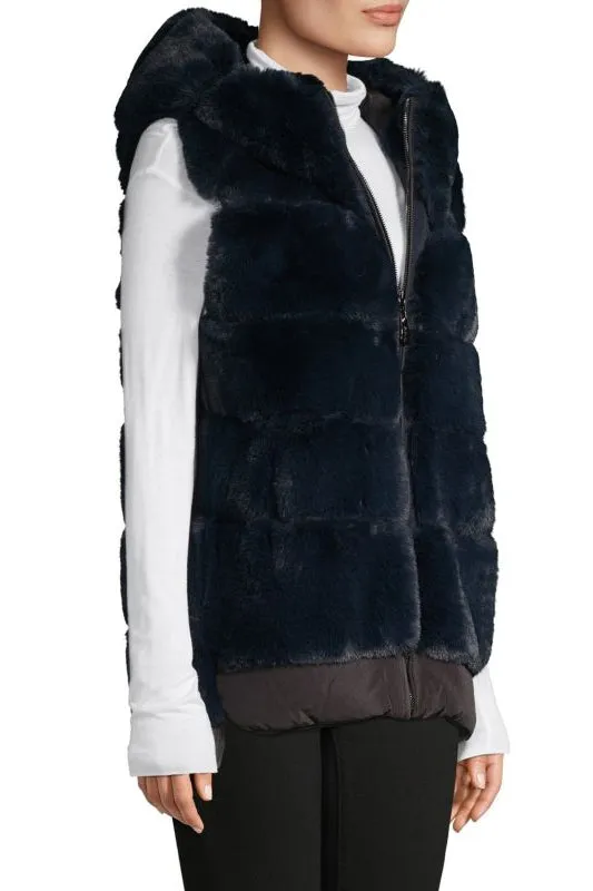 BERGEN - Faux-Fur Hooded High-Low Vest