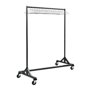 Black Garment Rail with 25 Captive Steel Hangers