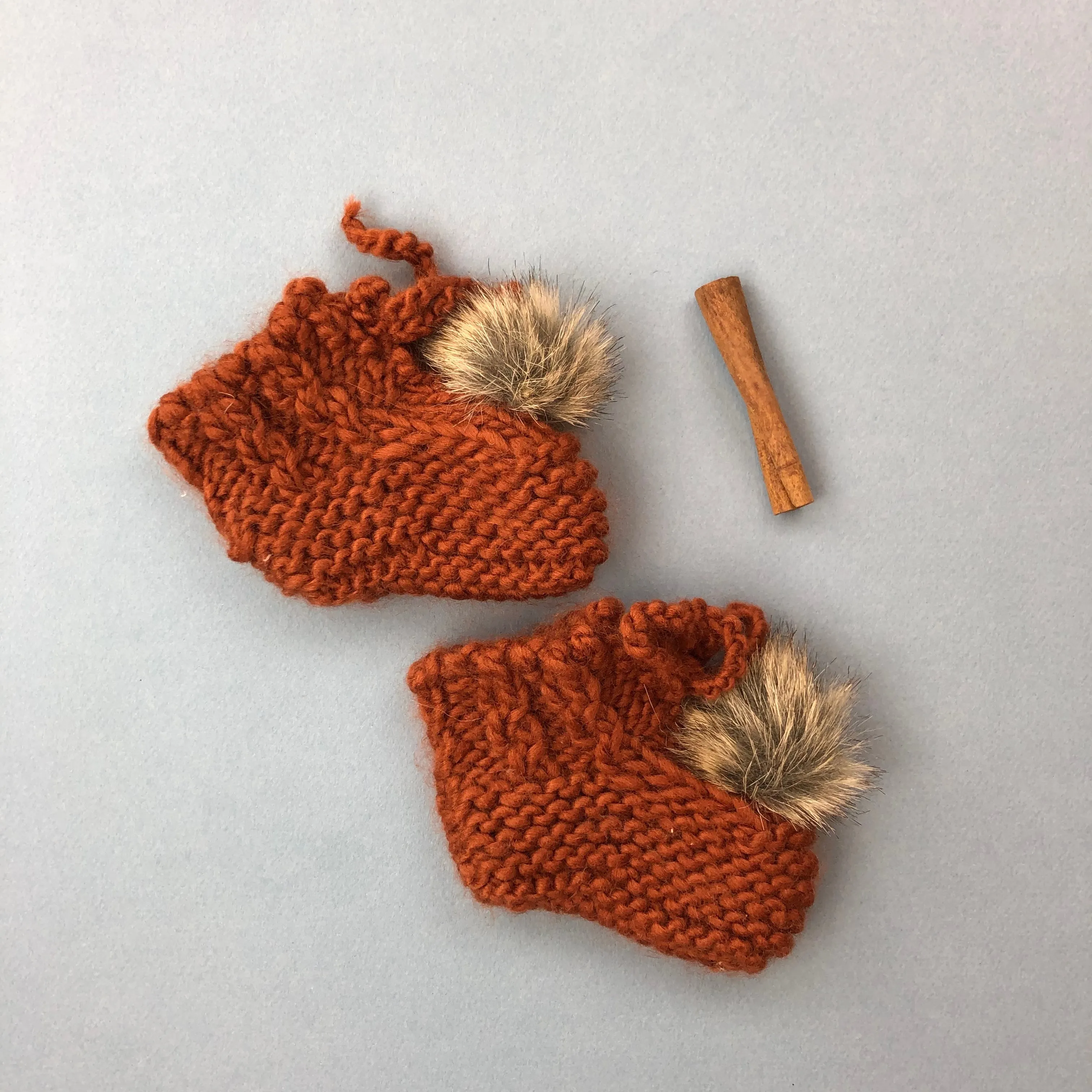 Booties With Pom, Cinnamon