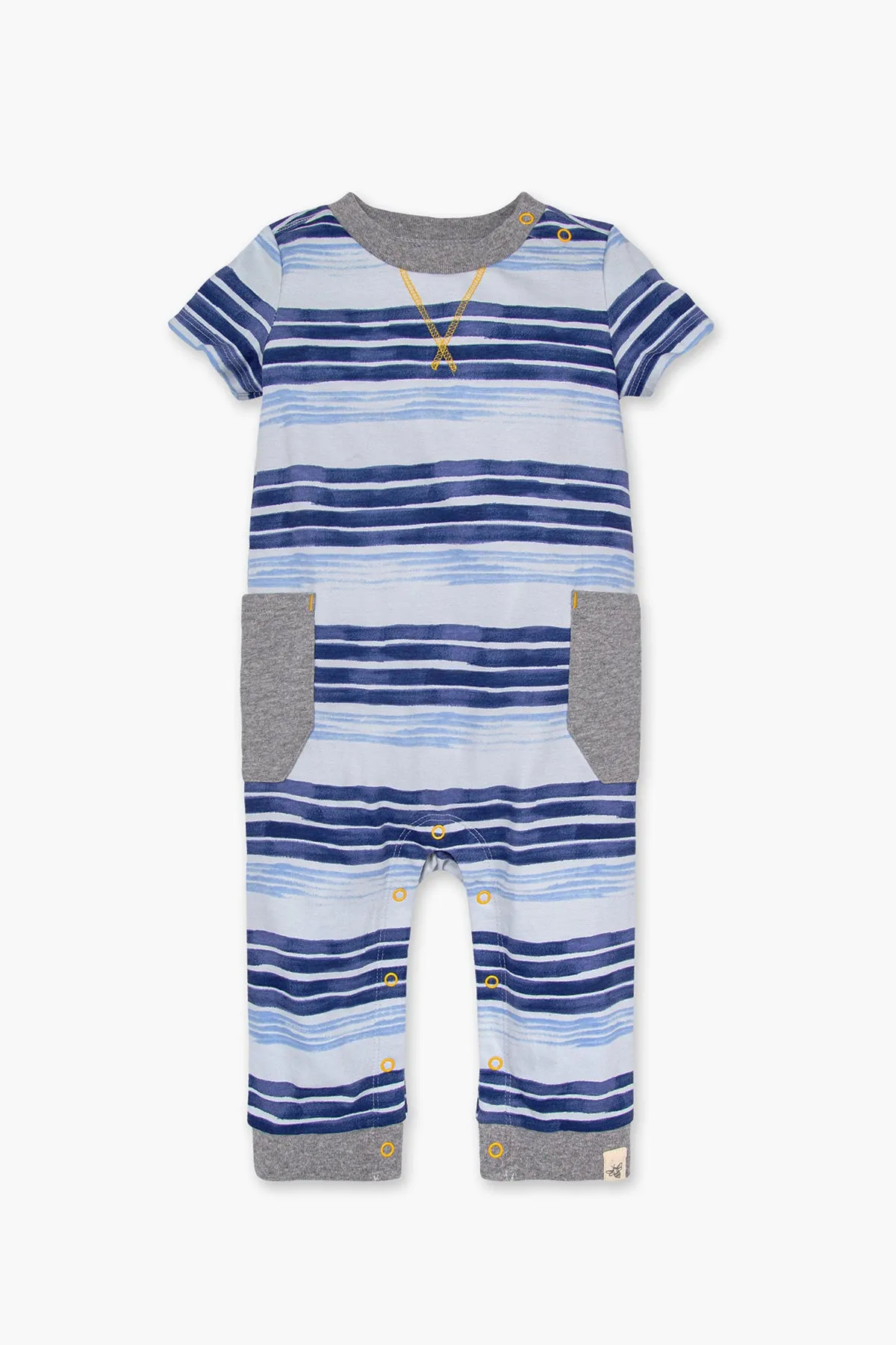 Burt's Bees Painted Stripe Baby Boys Jumpsuit