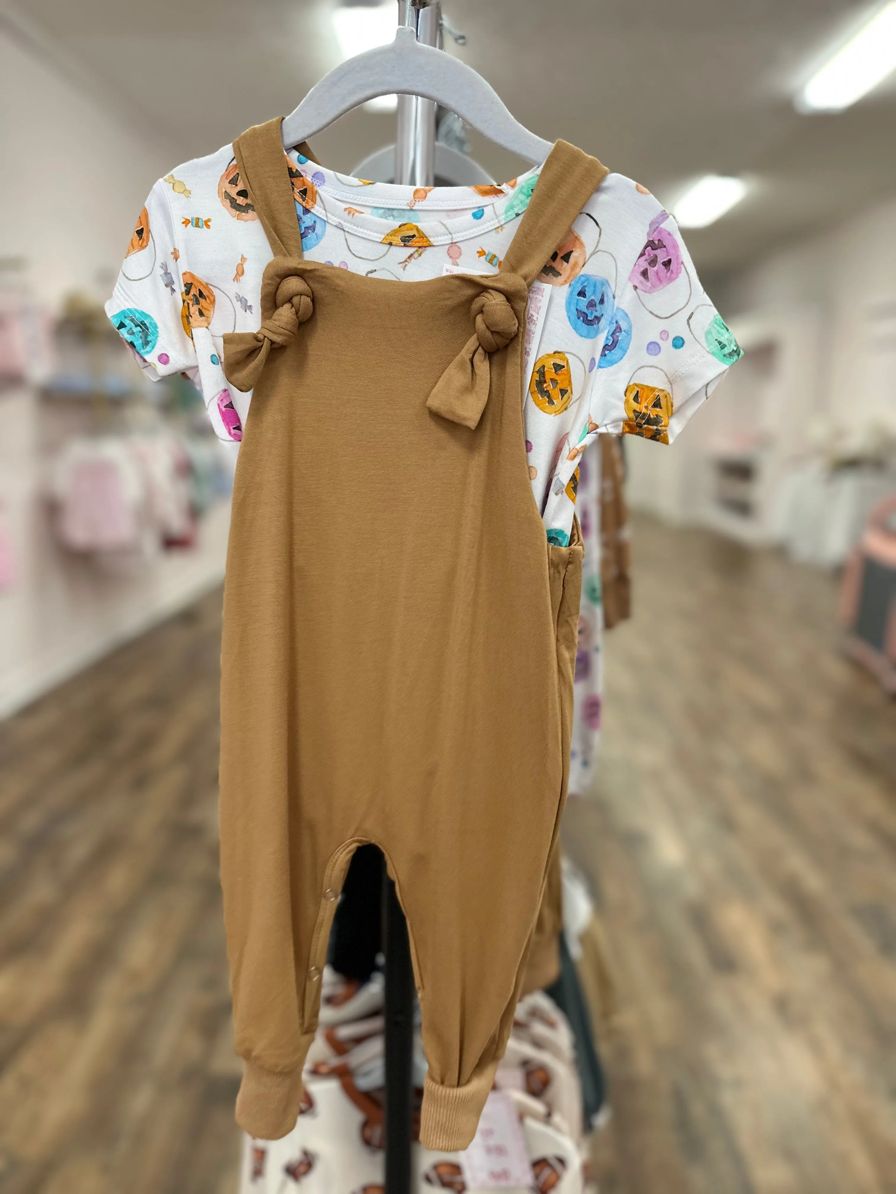 Camel Bamboo Knotted Overalls