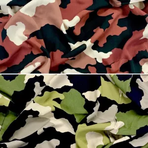 Camo Print Viscose Challis Fabric