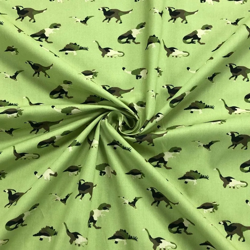 Camouflage Dinosaurs Cotton Fabric