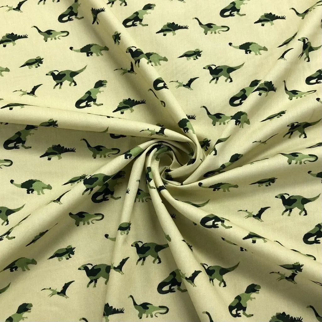 Camouflage Dinosaurs Cotton Fabric