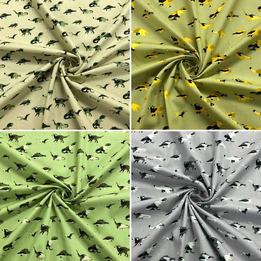 Camouflage Dinosaurs Cotton Fabric