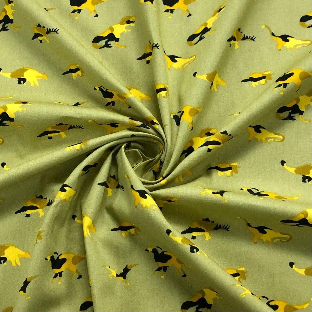 Camouflage Dinosaurs Cotton Fabric