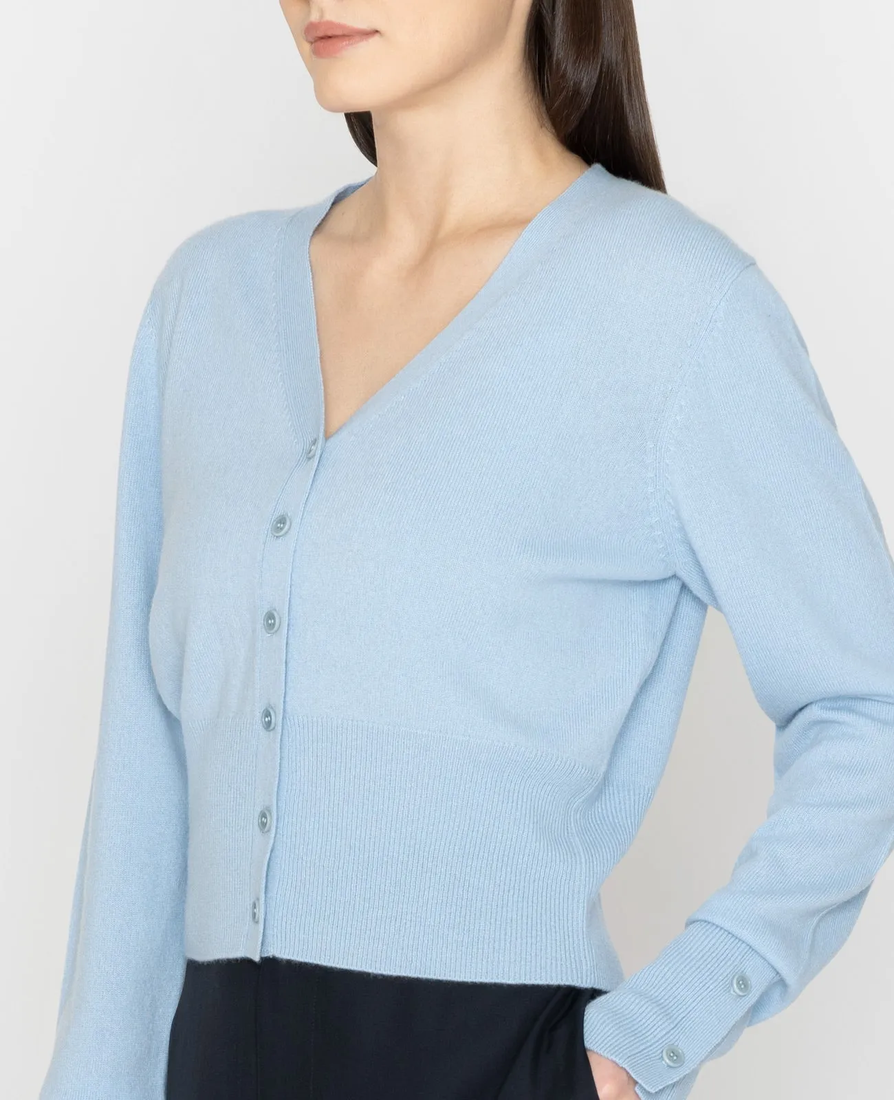 Cashmere V-Neck Cropped Cardigan