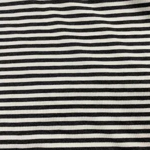 Charcoal Heather and Ivory 4mm Stripes on Bamboo/Spandex Jersey Fabric