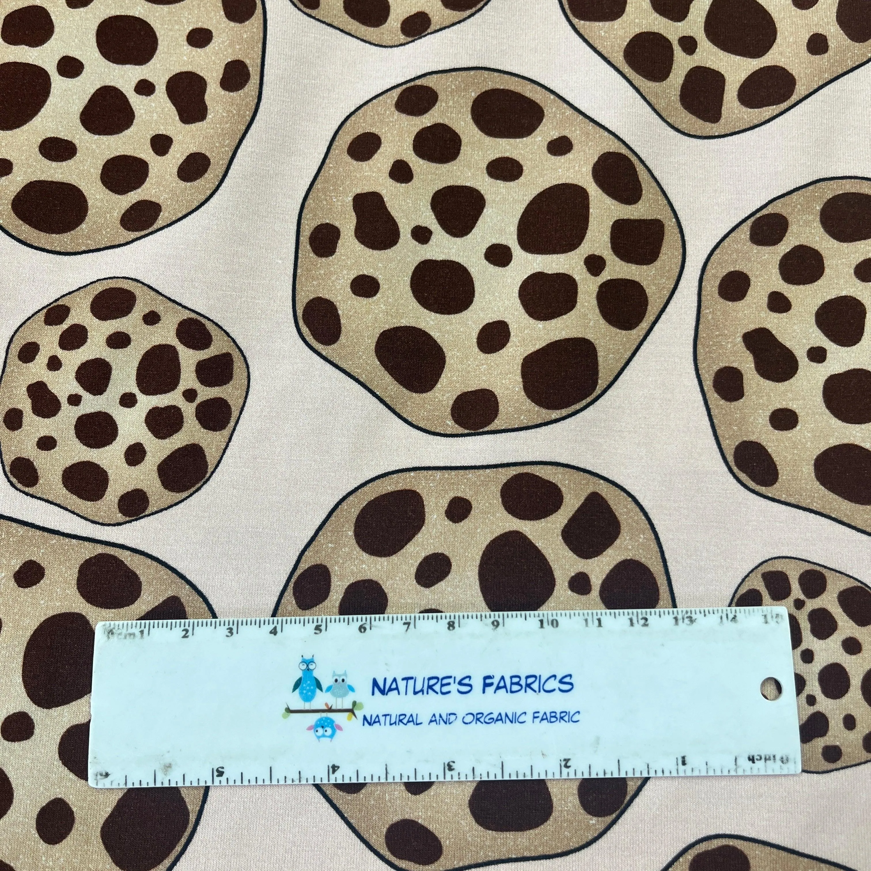 Chocolate Chip Cookies on Pink Bamboo/Spandex Jersey Fabric