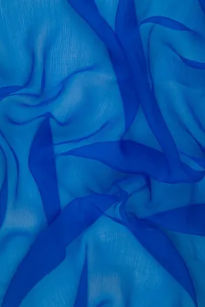 Cobalt Blue Silk Crinkled Chiffon Fabric