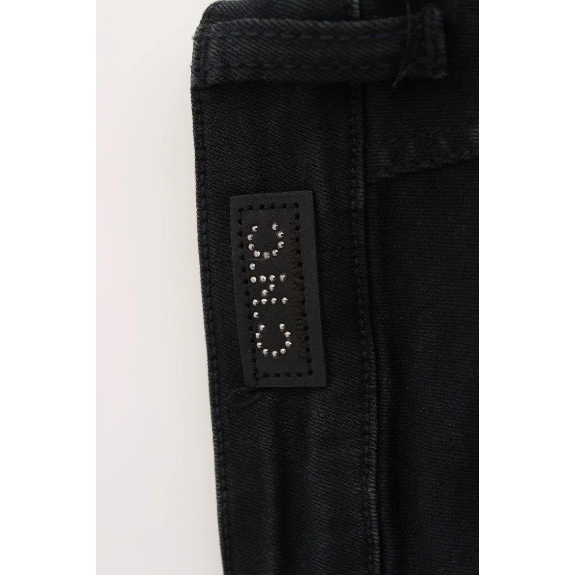 Costume National Sleek Slim Fit Designer Jeans in Classic Black