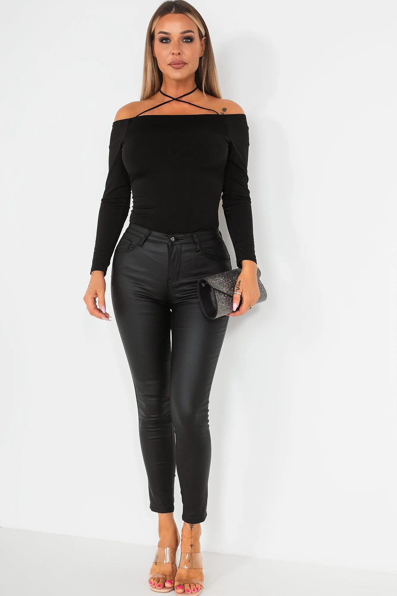 Eabha Black Wax Push Up Jeans