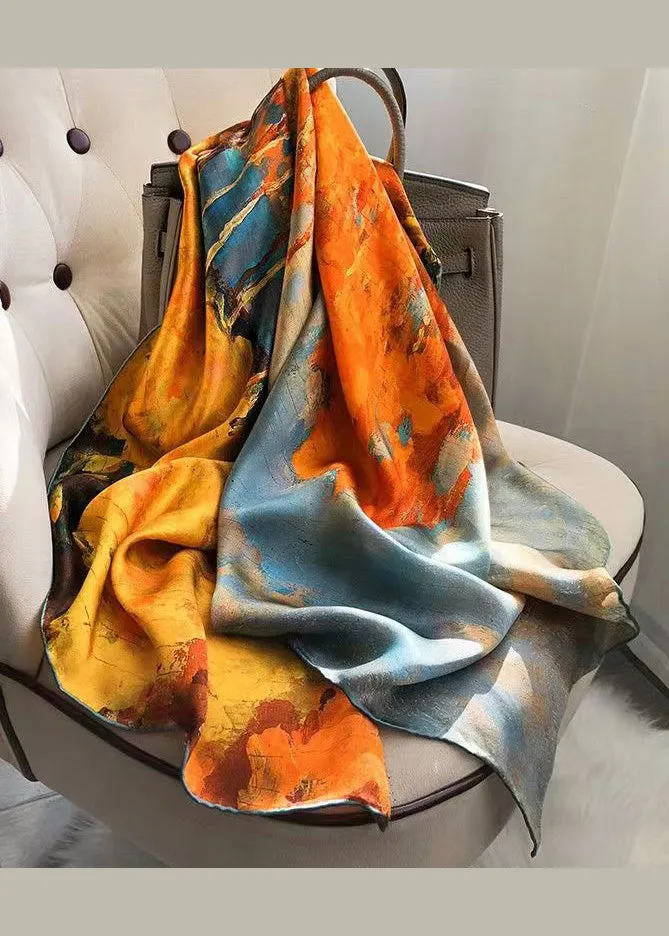 Elegant And Versatile Oil Painting Print Silk Scarf ML2318