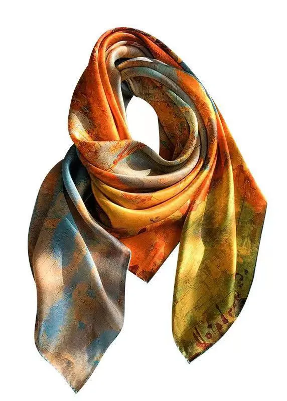 Elegant And Versatile Oil Painting Print Silk Scarf ML2318