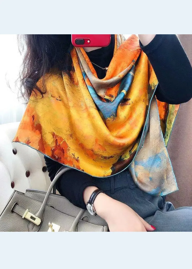 Elegant And Versatile Oil Painting Print Silk Scarf ML2318