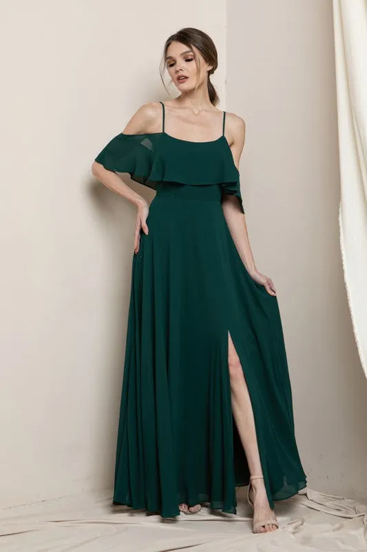 Emerald Green Blouson-style Class Bridesmaid Dress