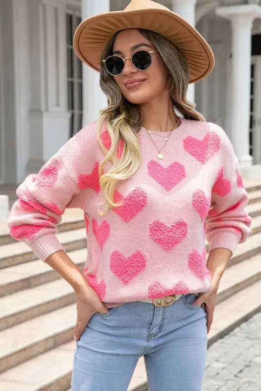 Felicia Fuzzy Heart Sweater