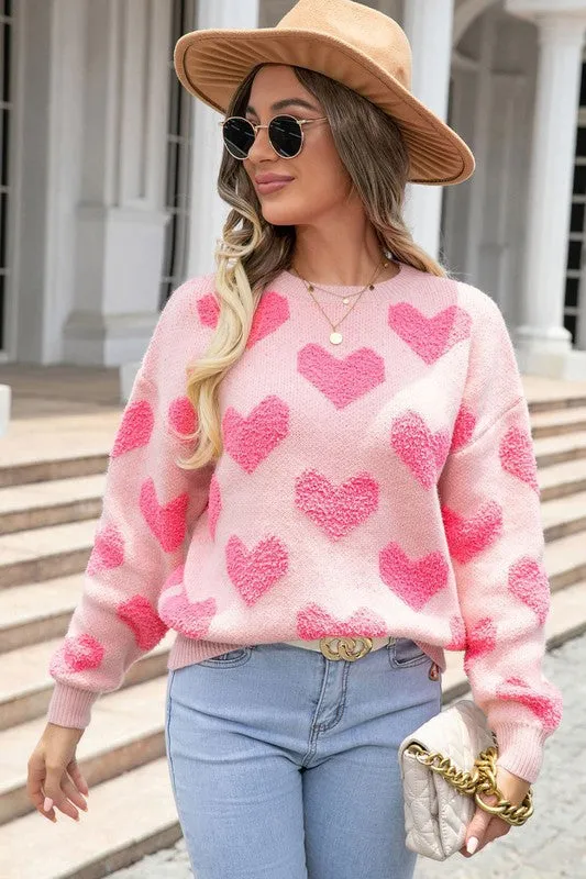 Felicia Fuzzy Heart Sweater