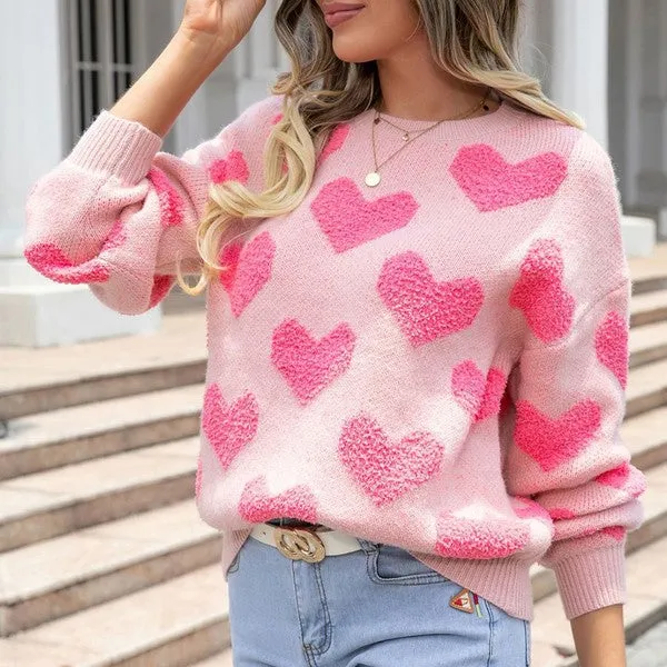 Felicia Fuzzy Heart Sweater