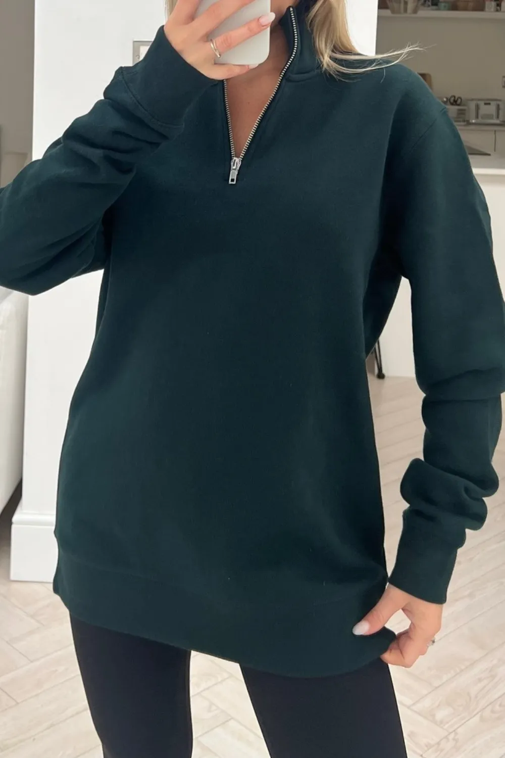 Forest Green Glamify Essentials 1/4 zip sweater 5125