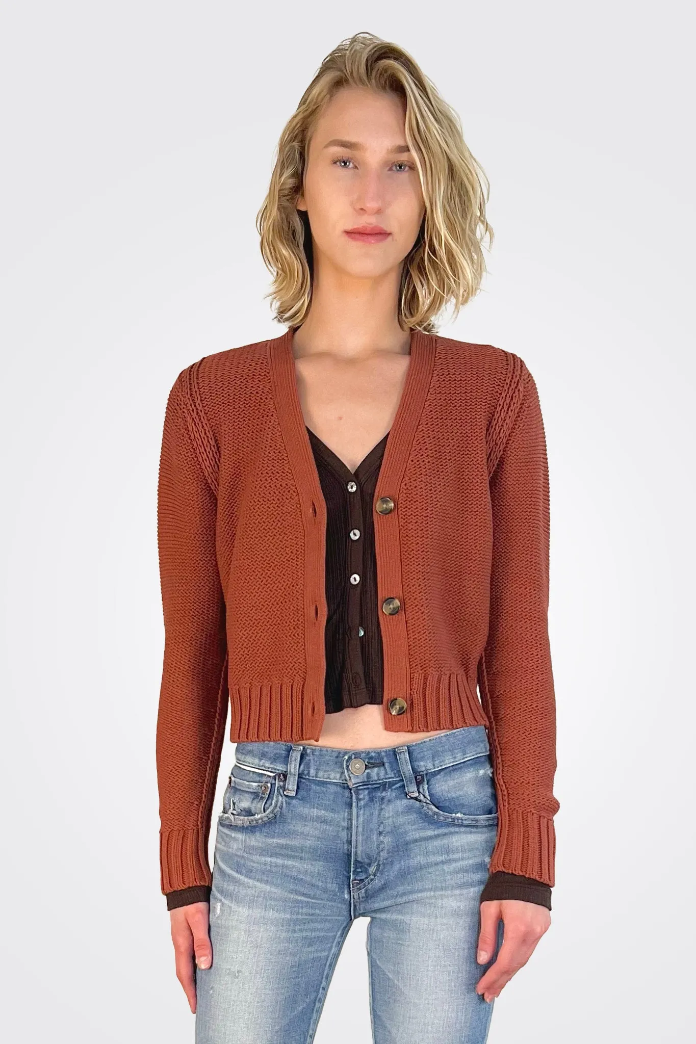 Fran Cropped Cardigan - Pecan