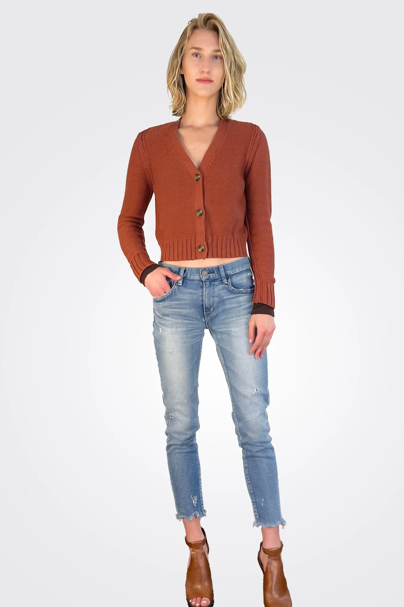 Fran Cropped Cardigan - Pecan