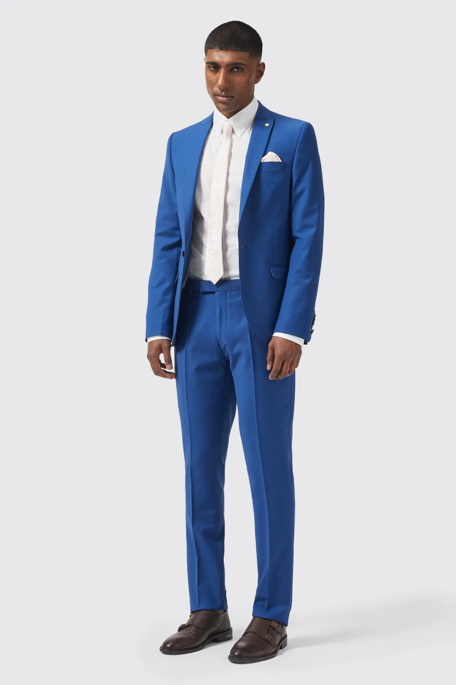 Ginsberg Skinny Fit Blue Wool Trousers - ARCHIVE