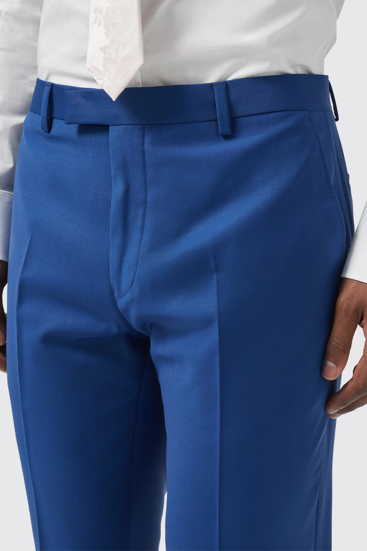 Ginsberg Skinny Fit Blue Wool Trousers - ARCHIVE