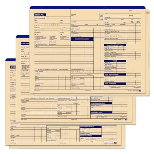 Heavy Stock 3-in-1 Deal Jackets for Automotive Dealerships (Form #237) - 125# Heavy Duty Buff Stock (9 Pt.) - 12" × 9" Size with 1/2" Extension - Tall Side Printing - Unwrapped (500/Pack)