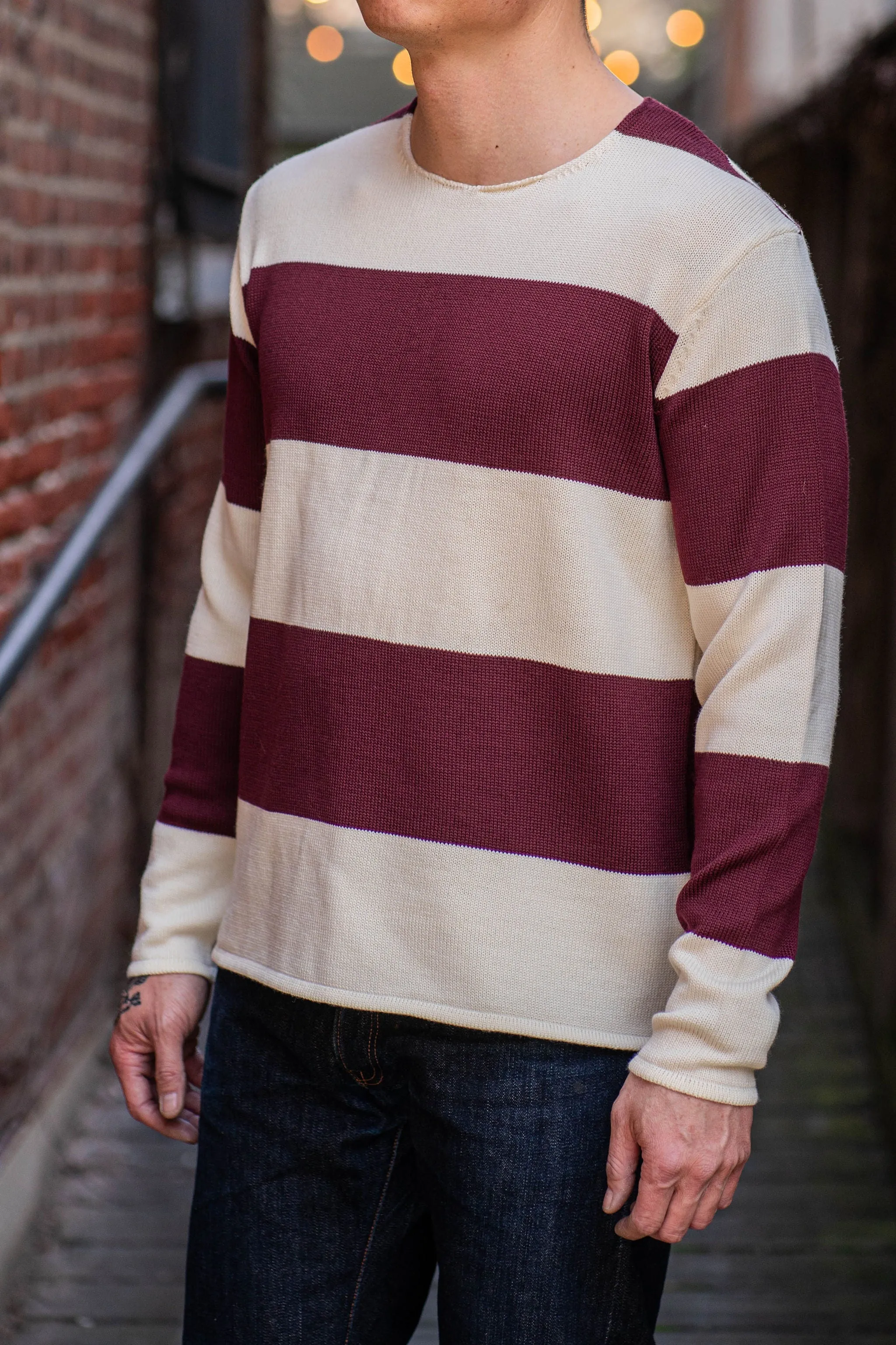 Heimat Textil Rugby Harbour Sweater - Seashell/Burgundy