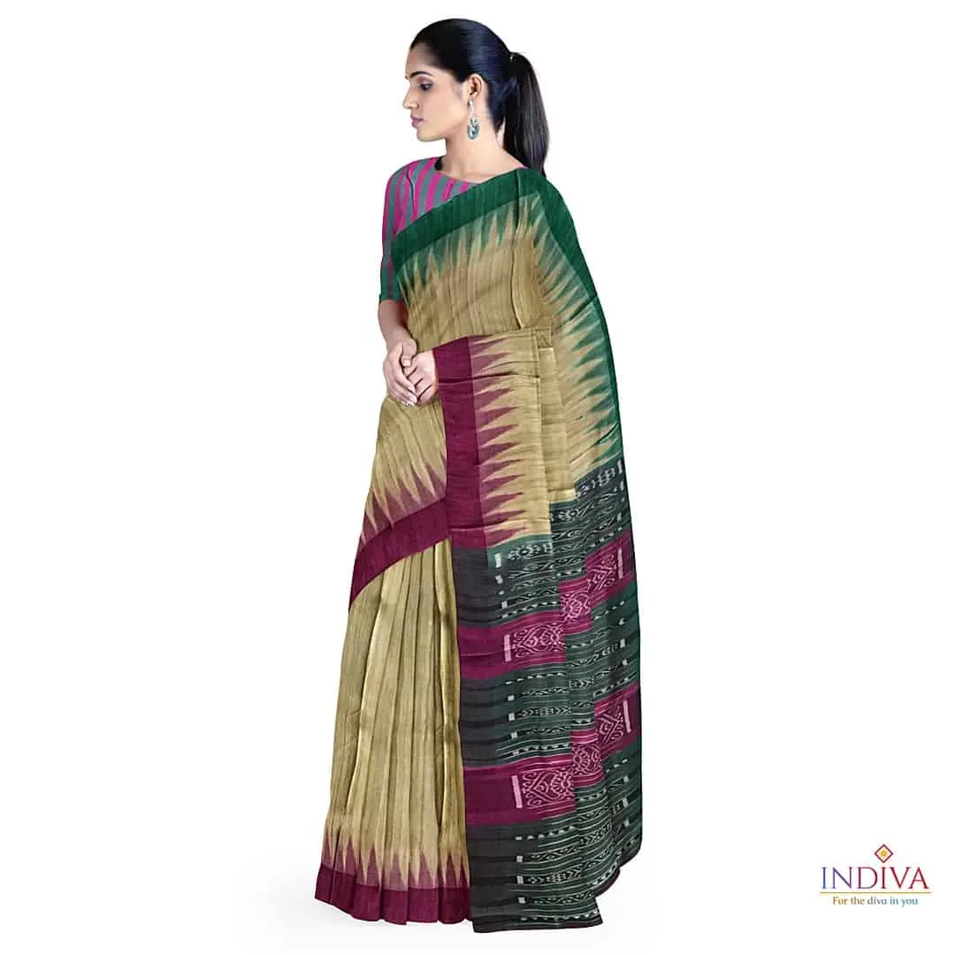 Indiva Sambalpuri Tussar Ghicha Silk Saree