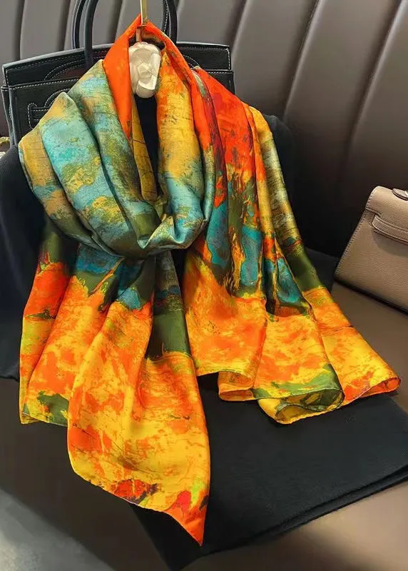 Italian Style Yellow Printed Versatile Silk Scarf ML2272