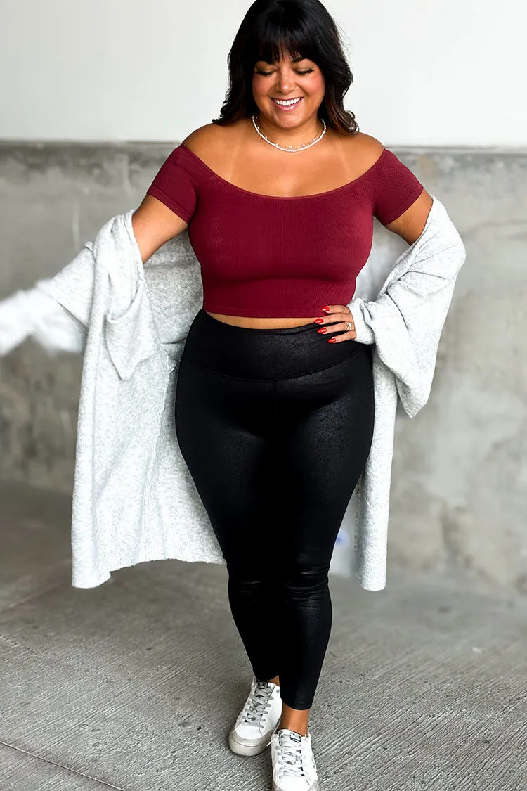 Laurel Ribbed Crop Top - Burgundy