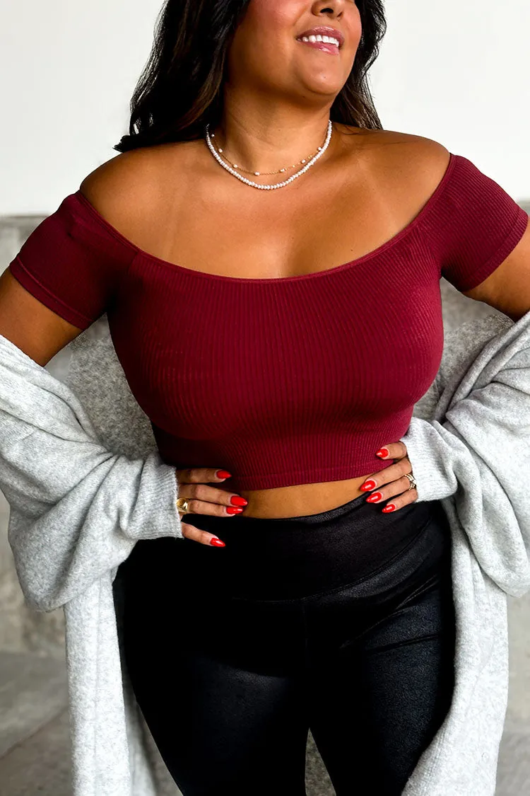 Laurel Ribbed Crop Top - Burgundy