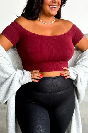 Laurel Ribbed Crop Top - Burgundy