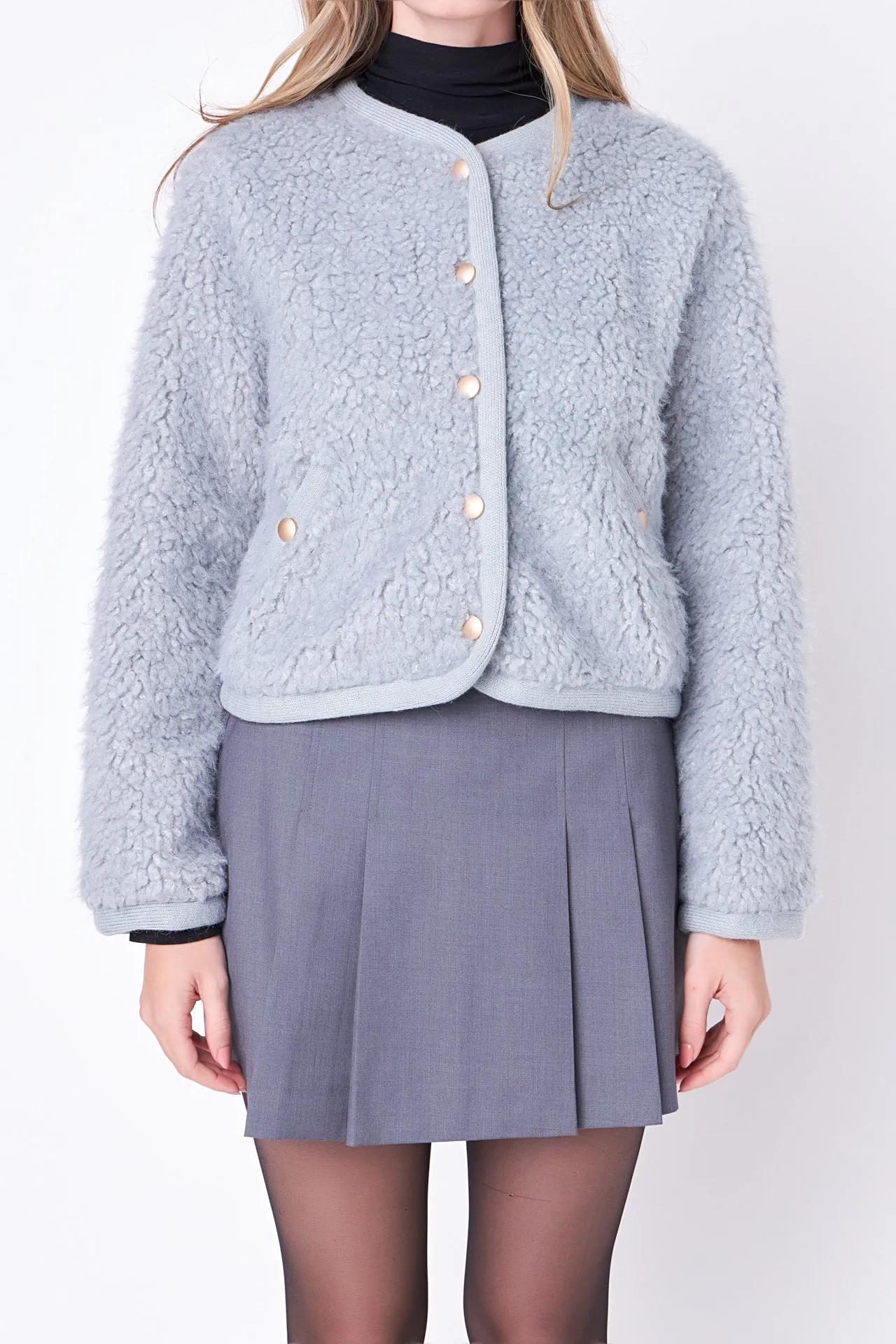 Long Sleeve Boucle Cardigan Jacket