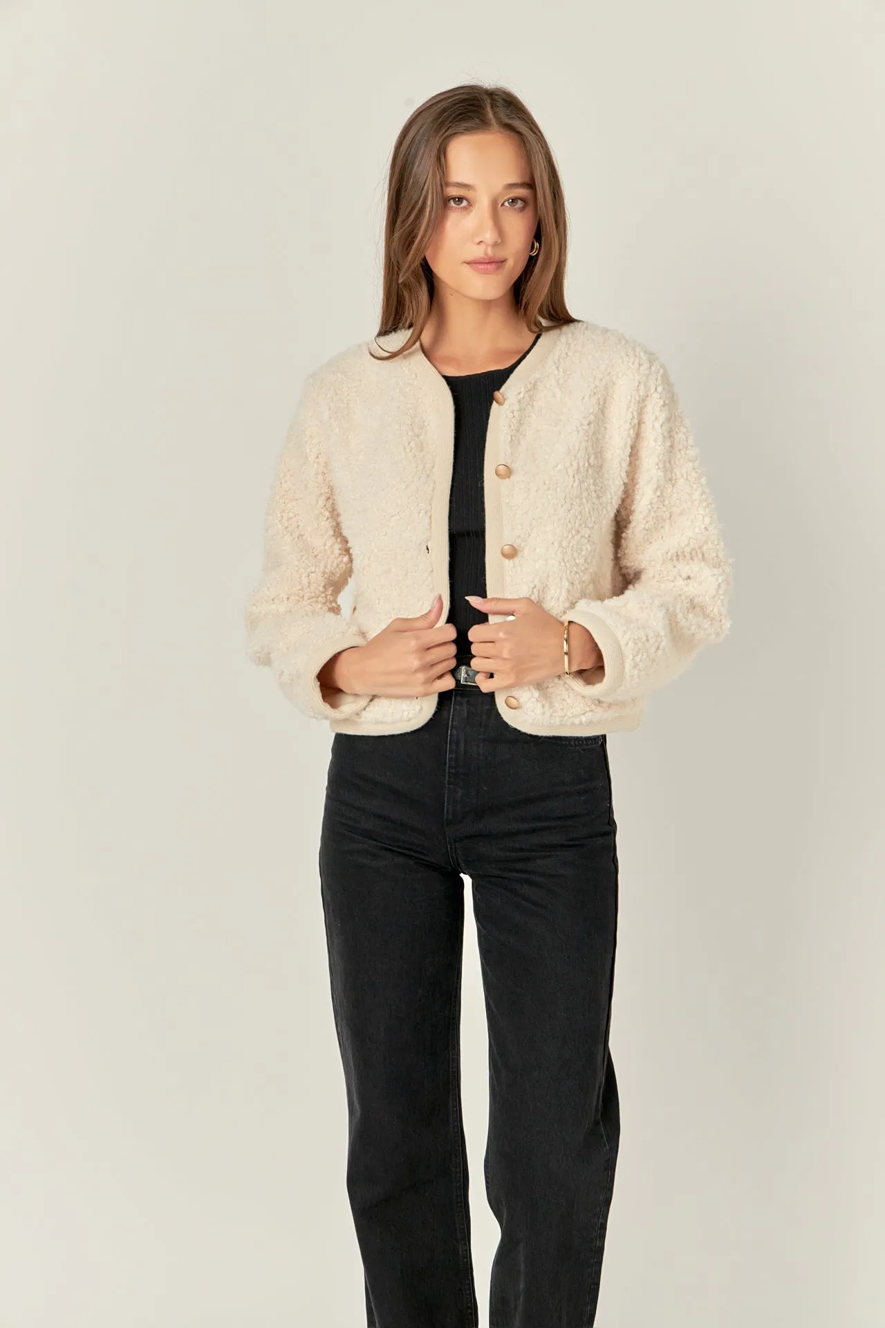 Long Sleeve Boucle Cardigan Jacket