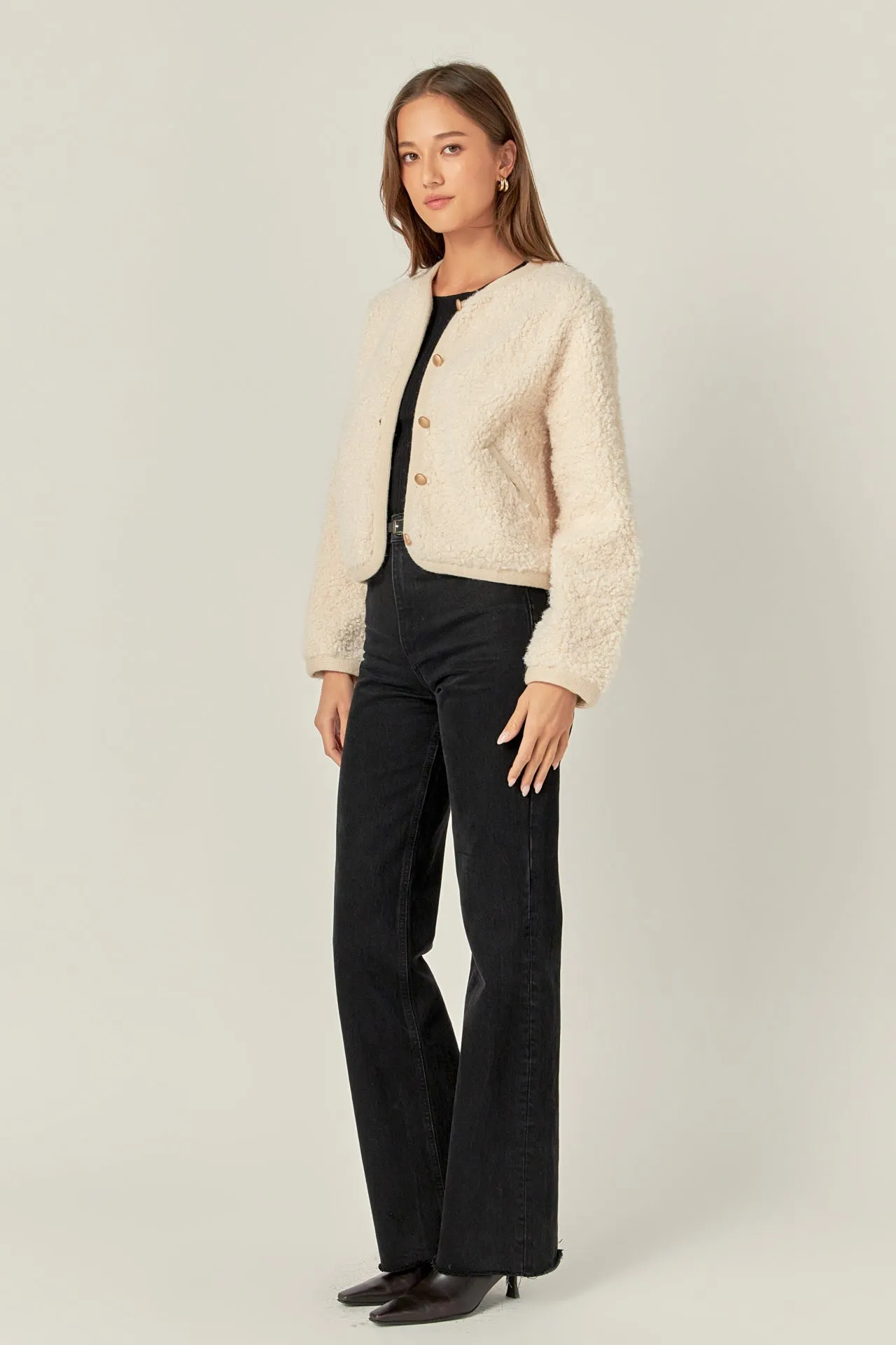 Long Sleeve Boucle Cardigan Jacket