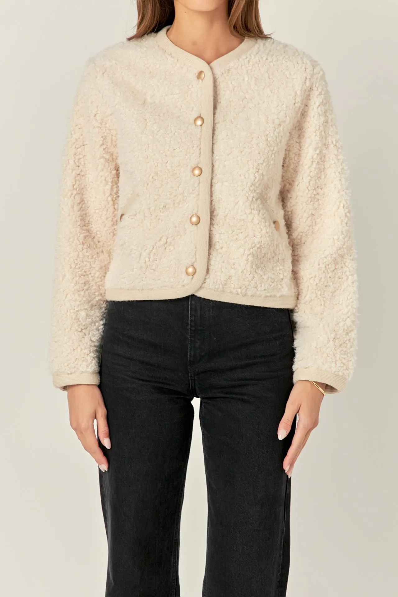 Long Sleeve Boucle Cardigan Jacket