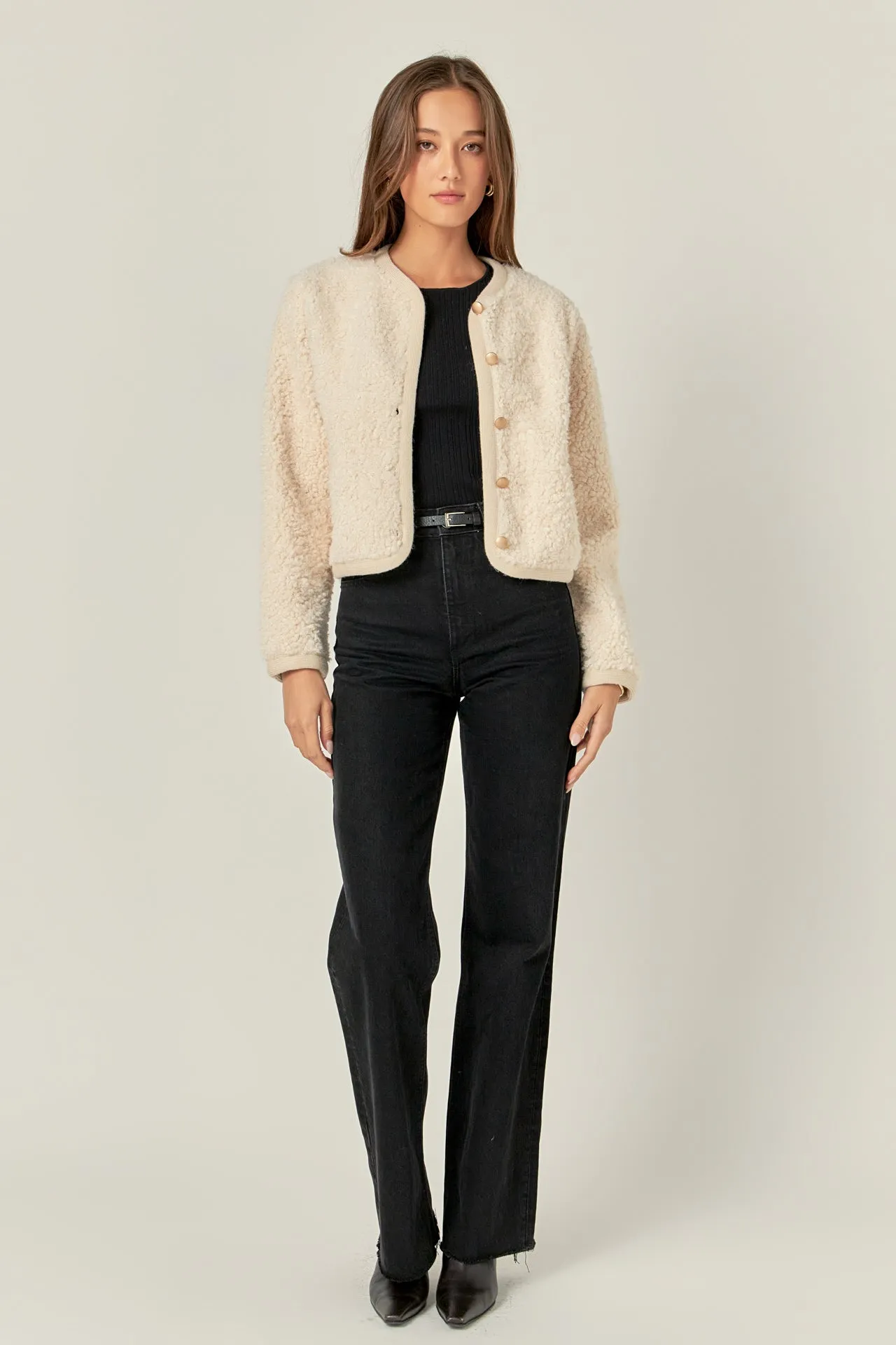 Long Sleeve Boucle Cardigan Jacket