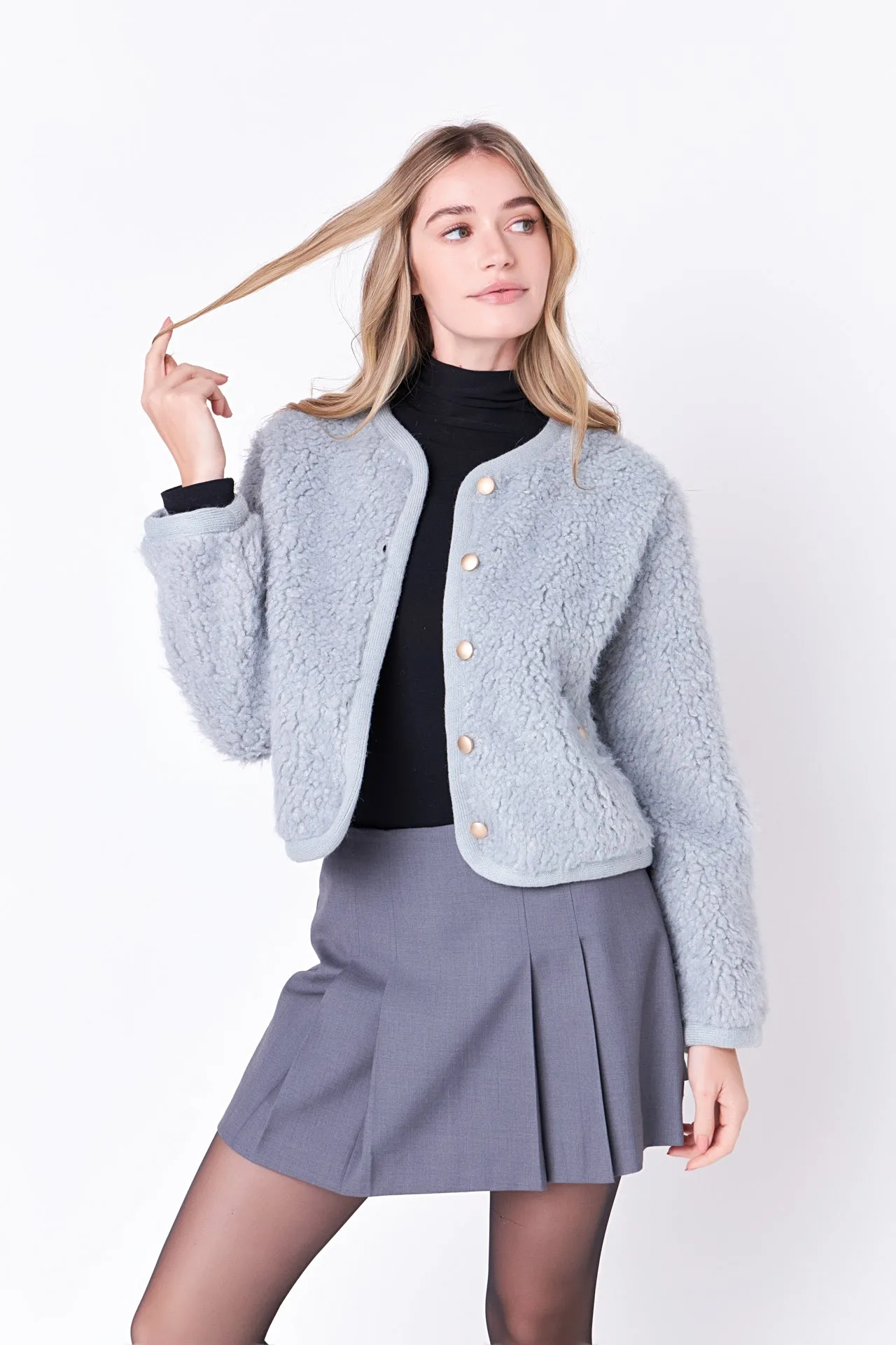 Long Sleeve Boucle Cardigan Jacket